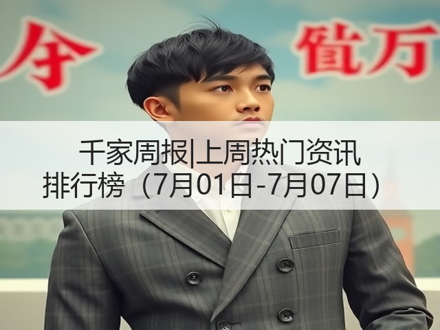 千家周报|上周热门资讯 排行榜(7月01日-7月07日)(图1) 千家周报|上周热门资讯 排行榜(7月01日-7月07日)(图1)