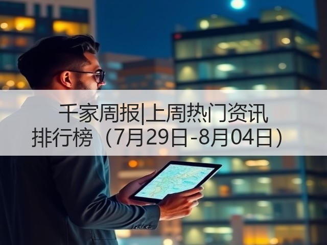千家周报|上周热门资讯 排行榜（7月29日-8月04日）(图3)