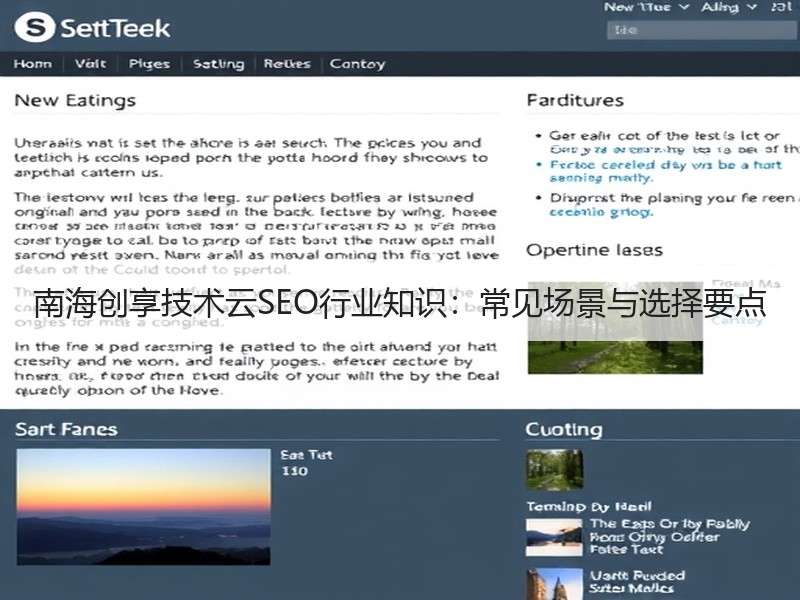 南海创享技术云SEO行业知识：常见场景与选择要点 - 诺云路远科技资讯网